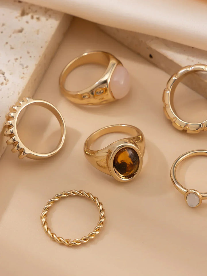 Textured Harmony Ring Set – 6 Pieces