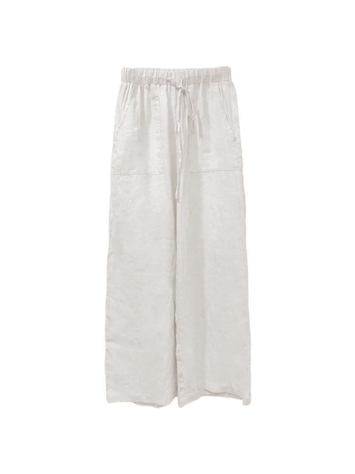Linen High Waist Straight-Leg Pants