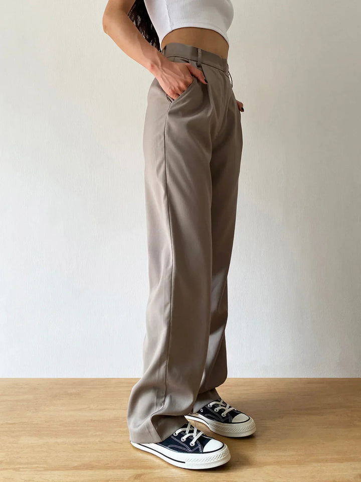 Taupe Knitted Casual Trousers