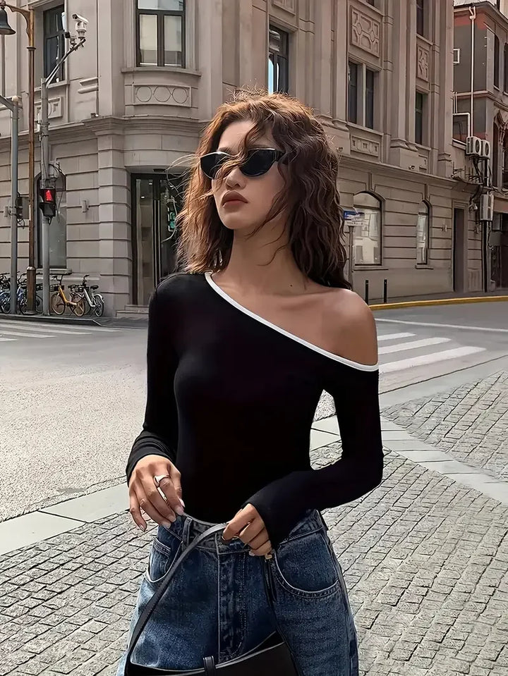 Always Elegant Off-shoulder Long-sleeved Top