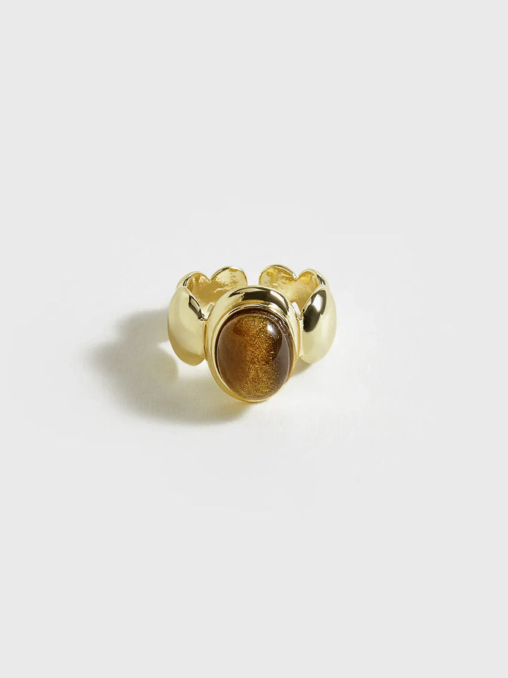 Vintage-Inspired Brown Stone Ring