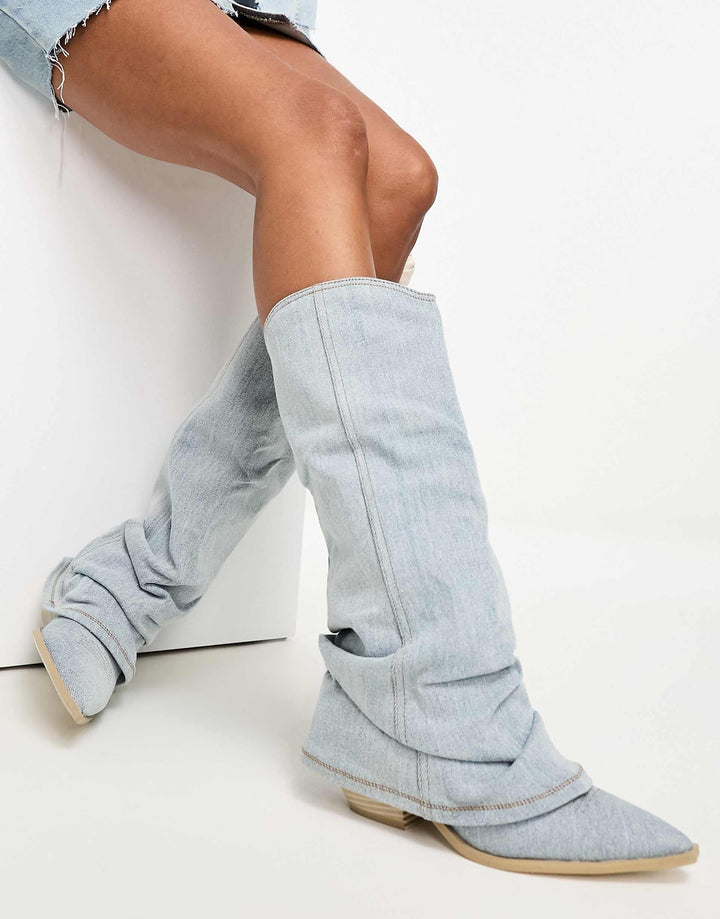 Dakota Slouchy Denim Pointed Boots