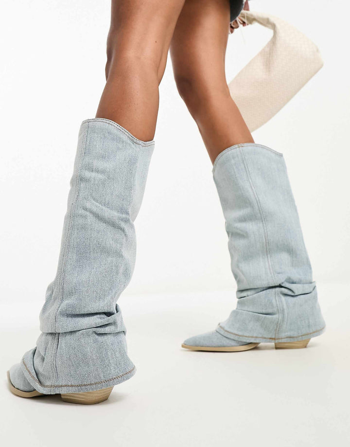 Dakota Slouchy Denim Pointed Boots
