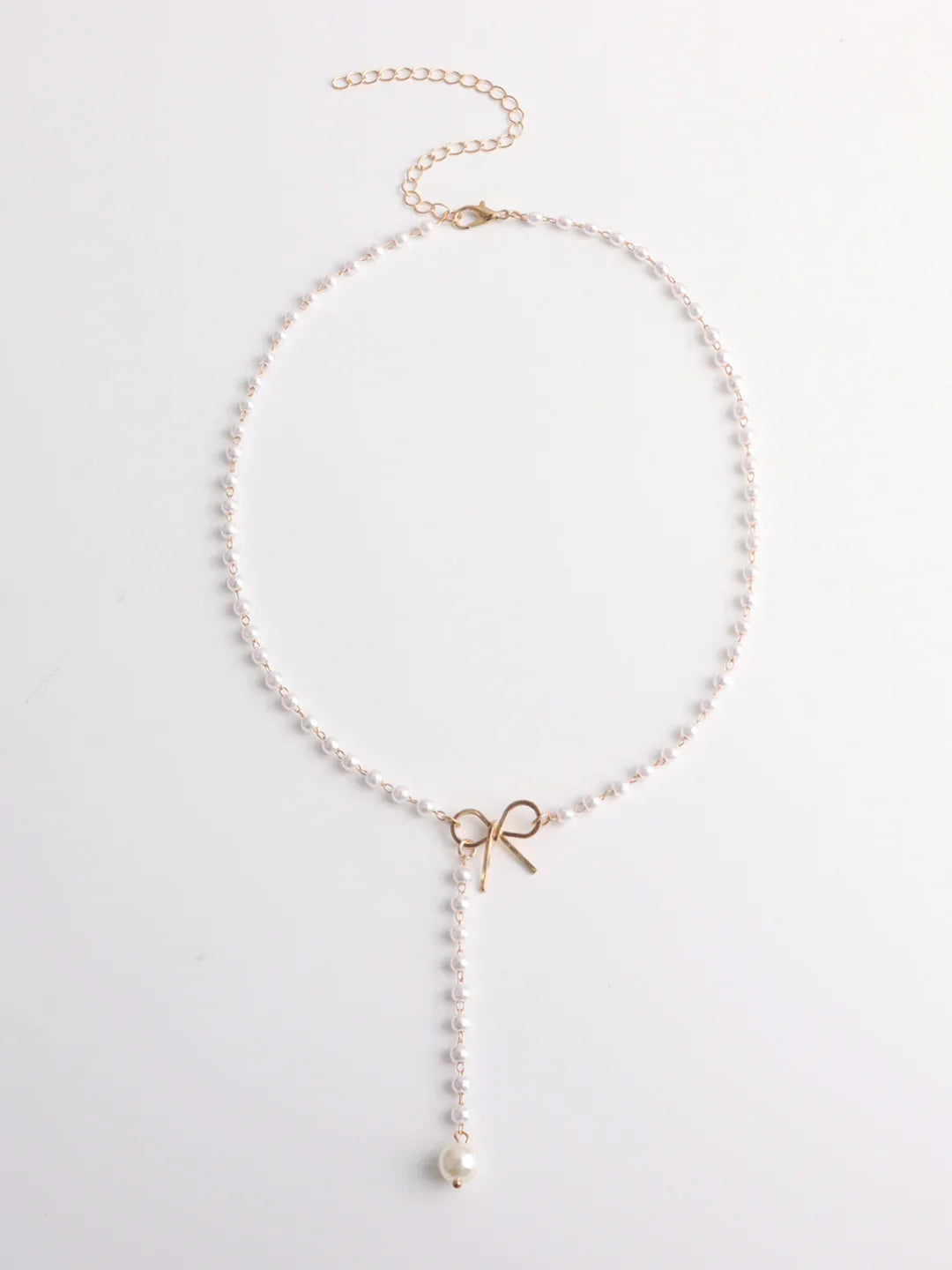 Elegant Bow and Pearl Pendant Necklace