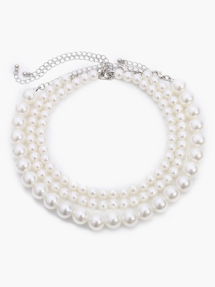 Bohemian Style Triple Layer Pearl Necklace