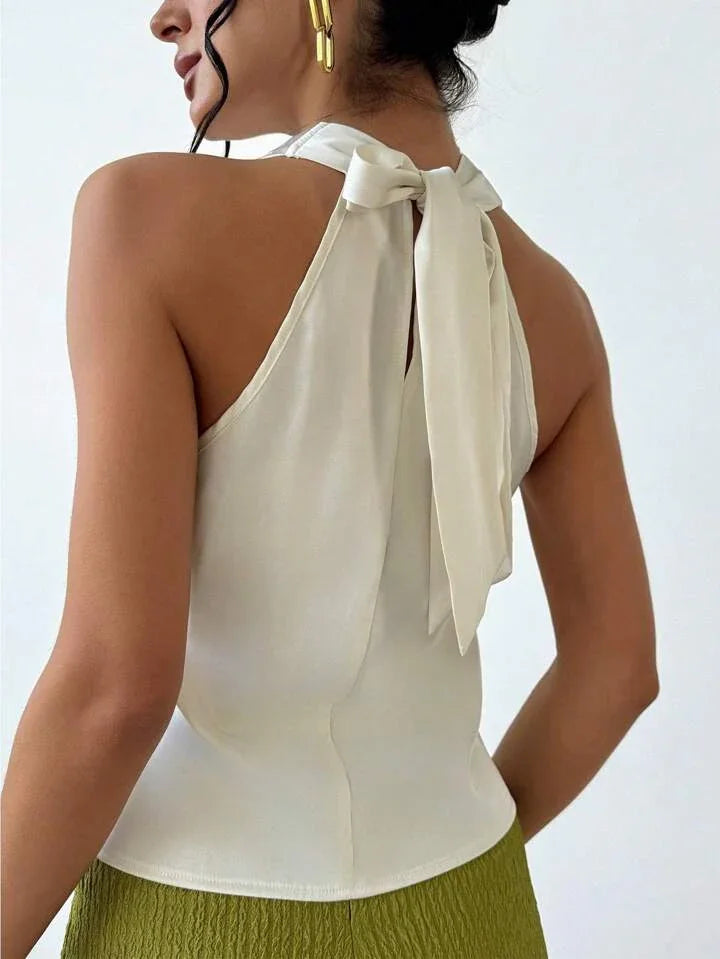 Always Elegant Halter Neck Backless Top