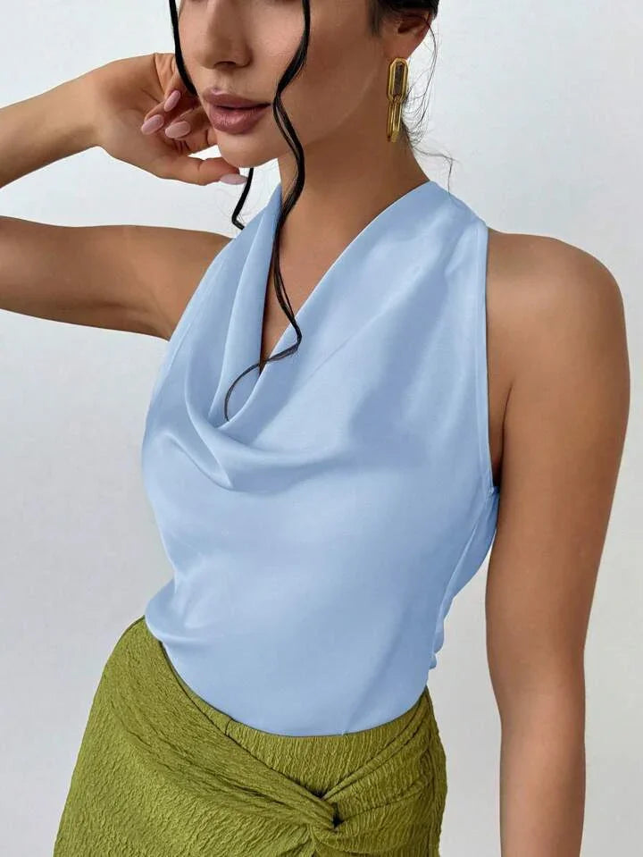 Always Elegant Halter Neck Backless Top
