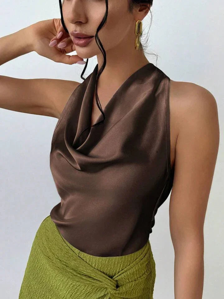 Always Elegant Halter Neck Backless Top