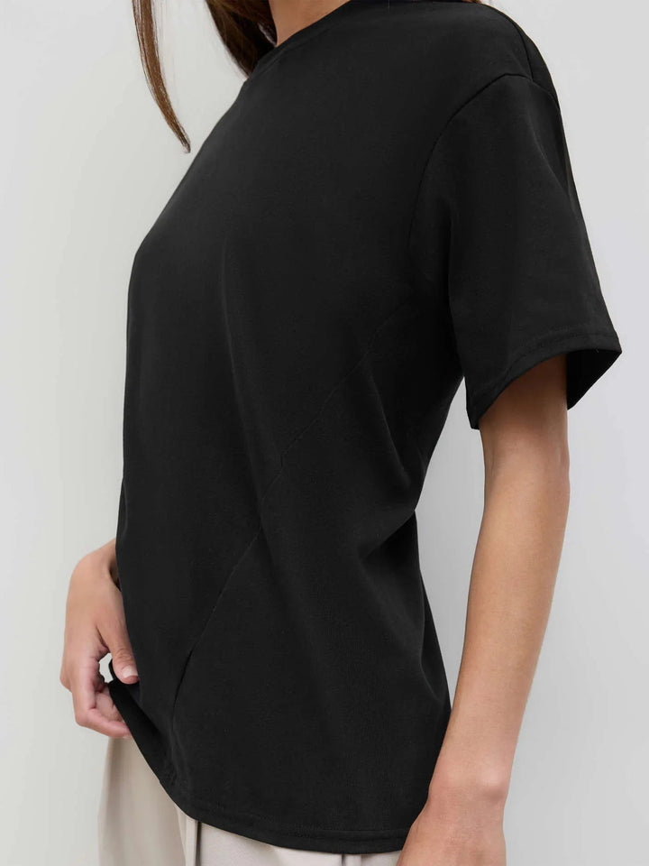 Smart Casual Cotton-blend Asymmetrical Hem Tee