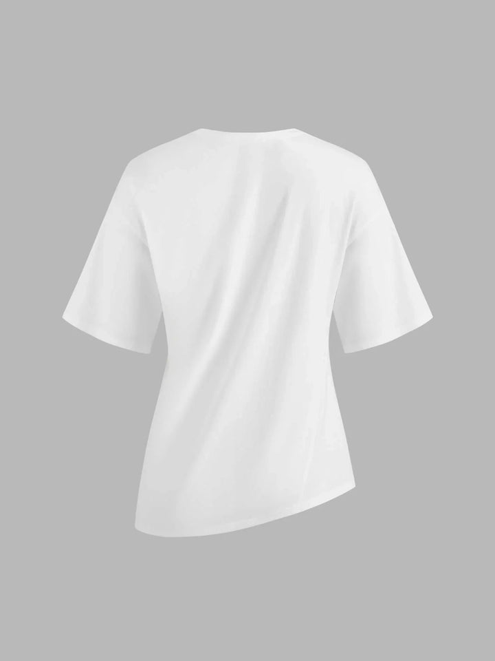 Smart Casual Cotton-blend Asymmetrical Hem Tee