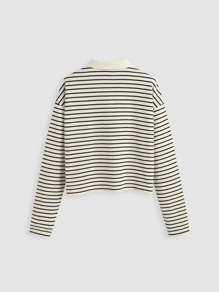 Sophisticated Stripe Breton Collared Pullover