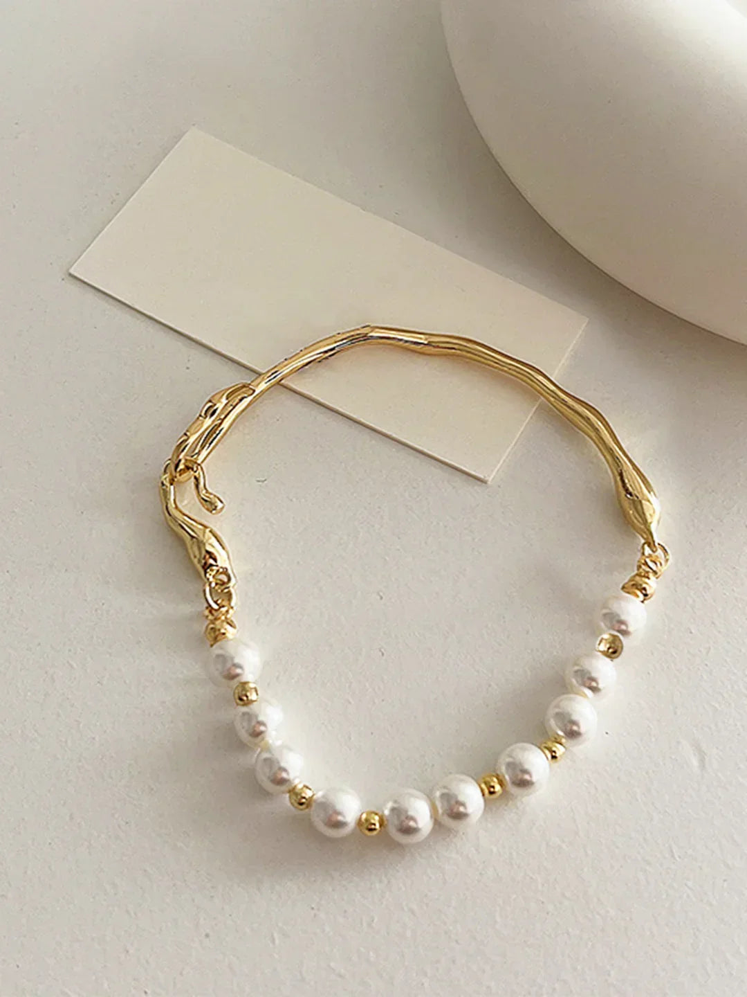 Sculpted Pearl Charm Bracelet