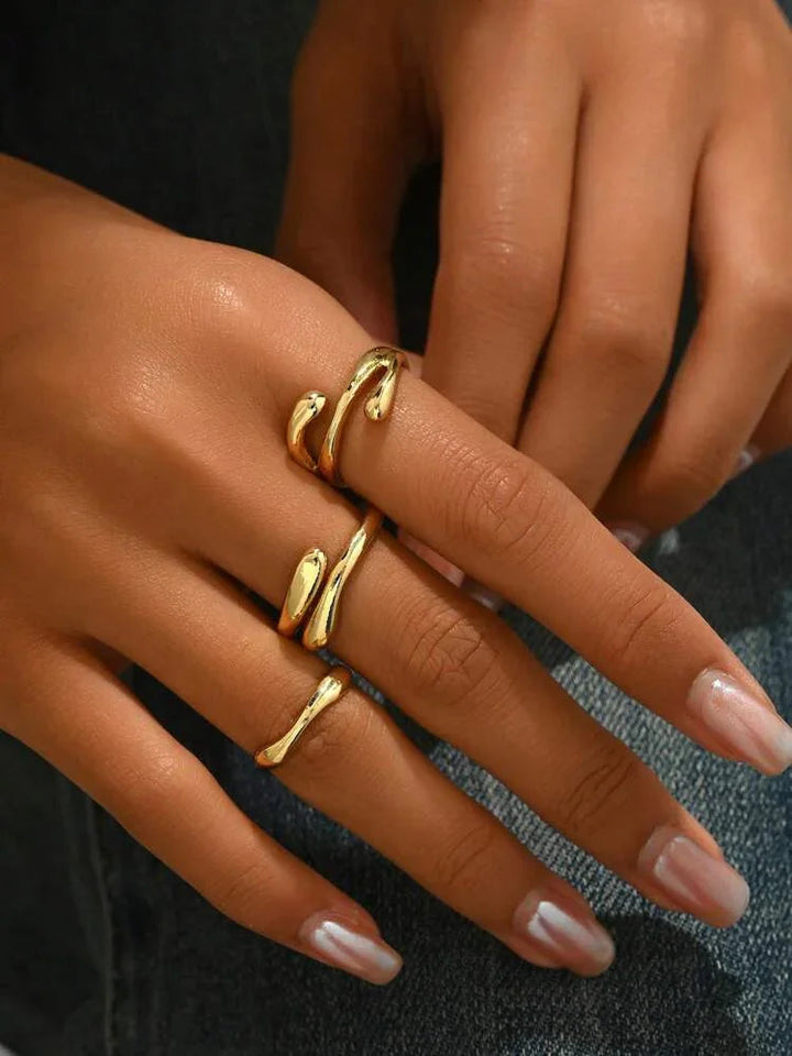 Minimalist Stacking 3-Piece Gold Ring Set