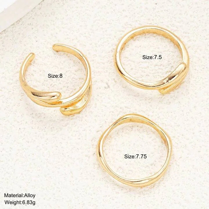 Minimalist Stacking 3-Piece Gold Ring Set