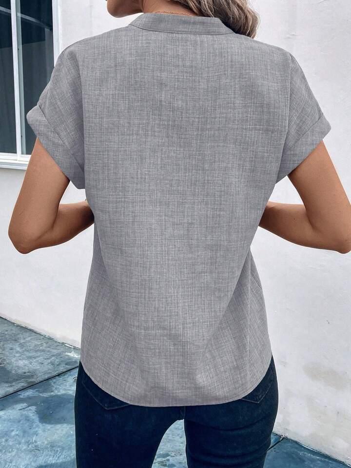 Classic Style Collar Ladies V-neck Top