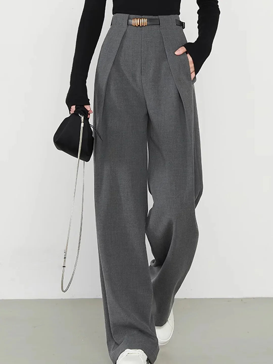 Always Elegant High-Waisted Wide-Leg Tailored Trousers