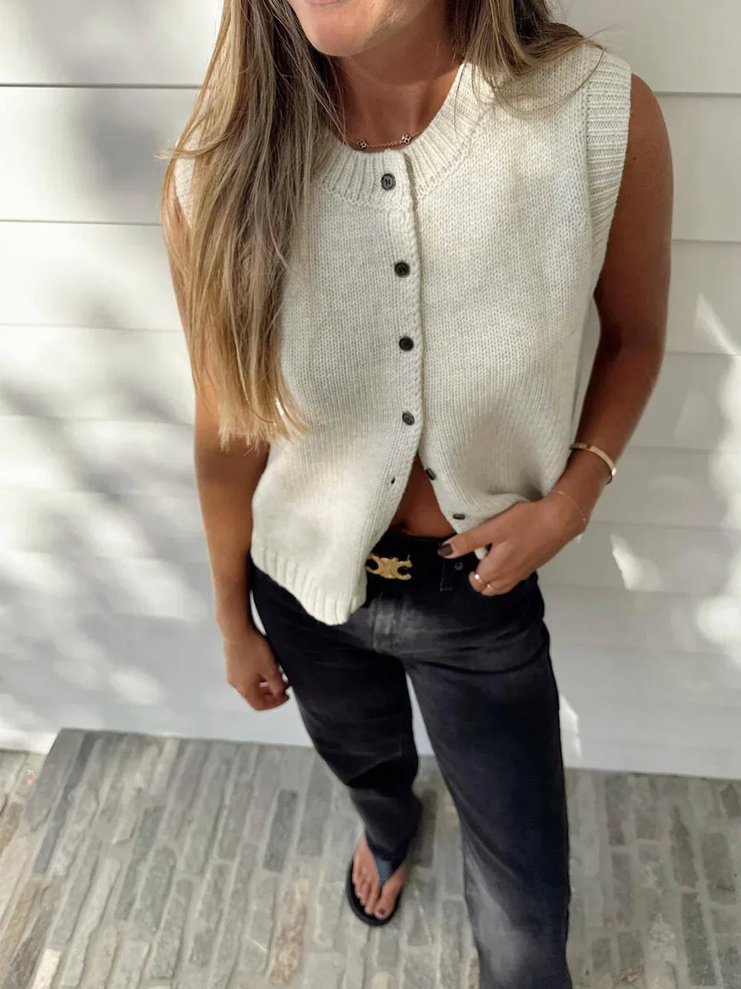 Single-breasted Casual Button Up Sweater Vest