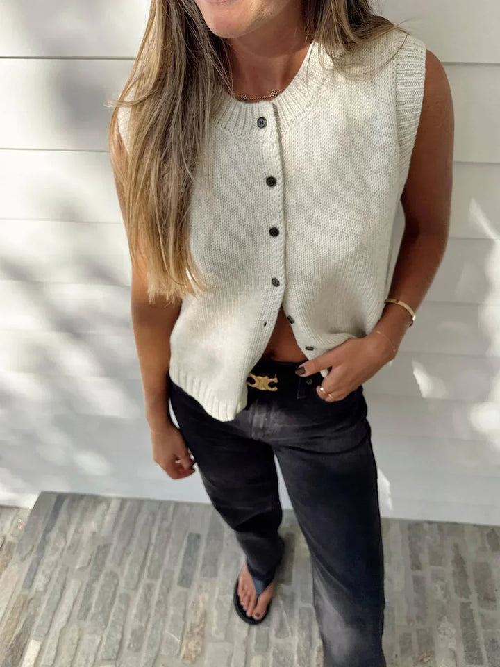 Single-breasted Casual Button Up Sweater Vest