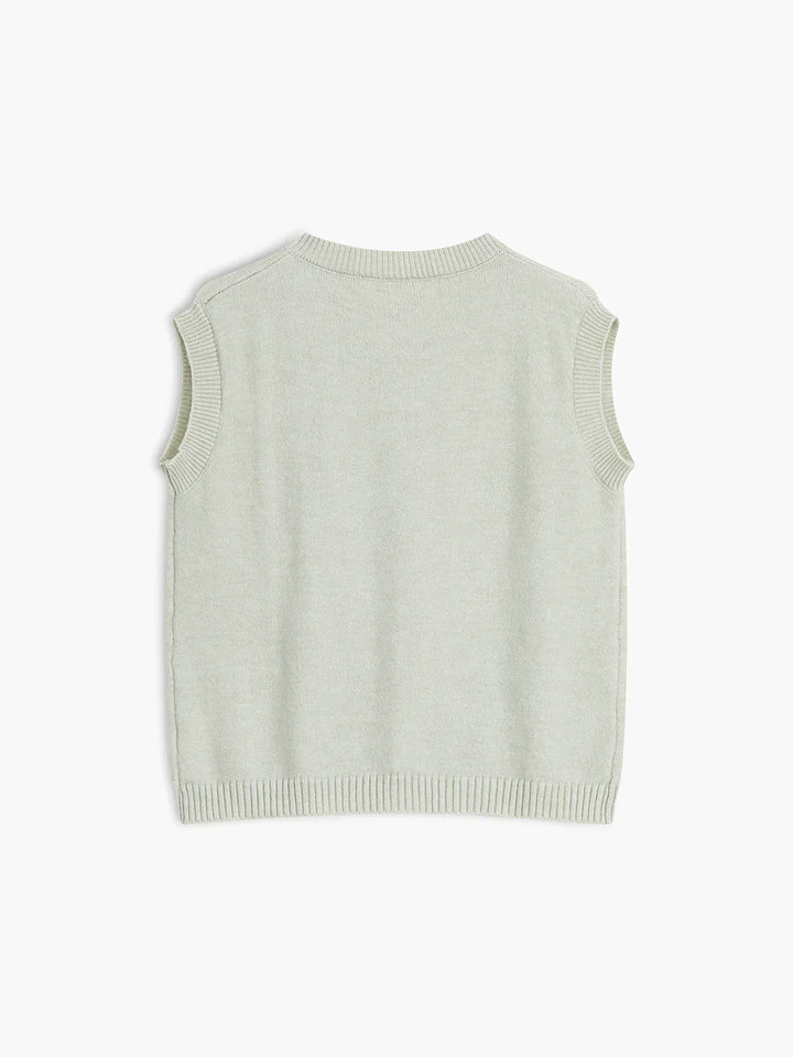 Single-breasted Casual Button Up Sweater Vest