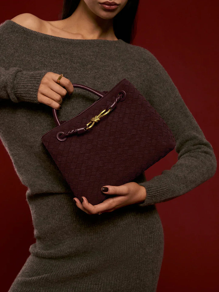 Always Chic Suede Woven Tote Bag