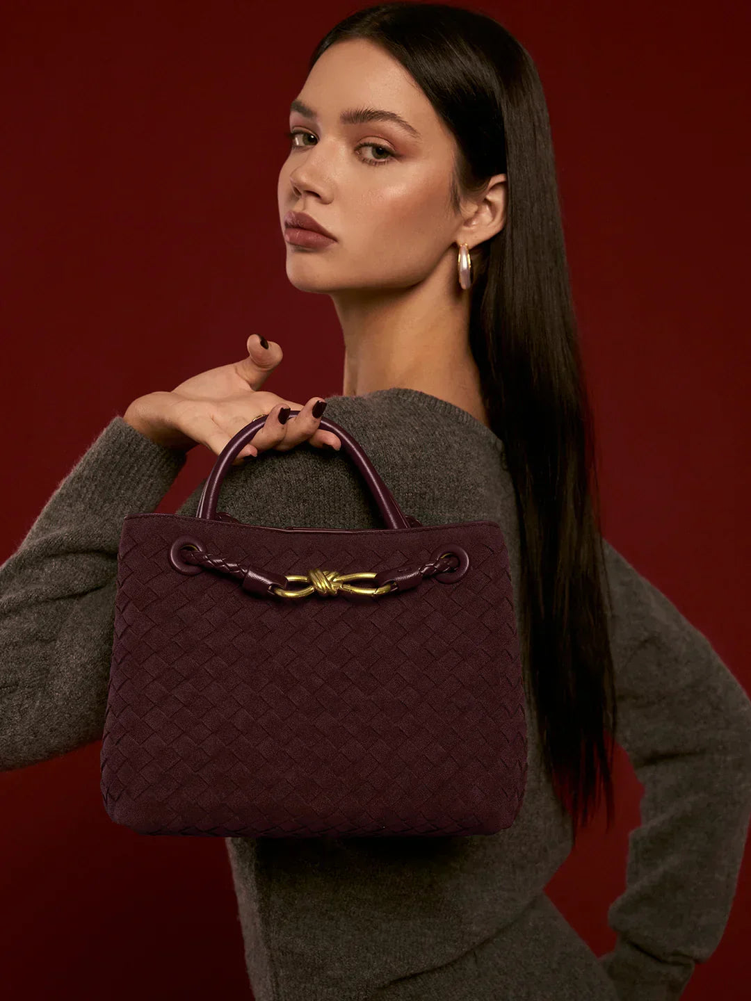 Always Chic Suede Woven Tote Bag