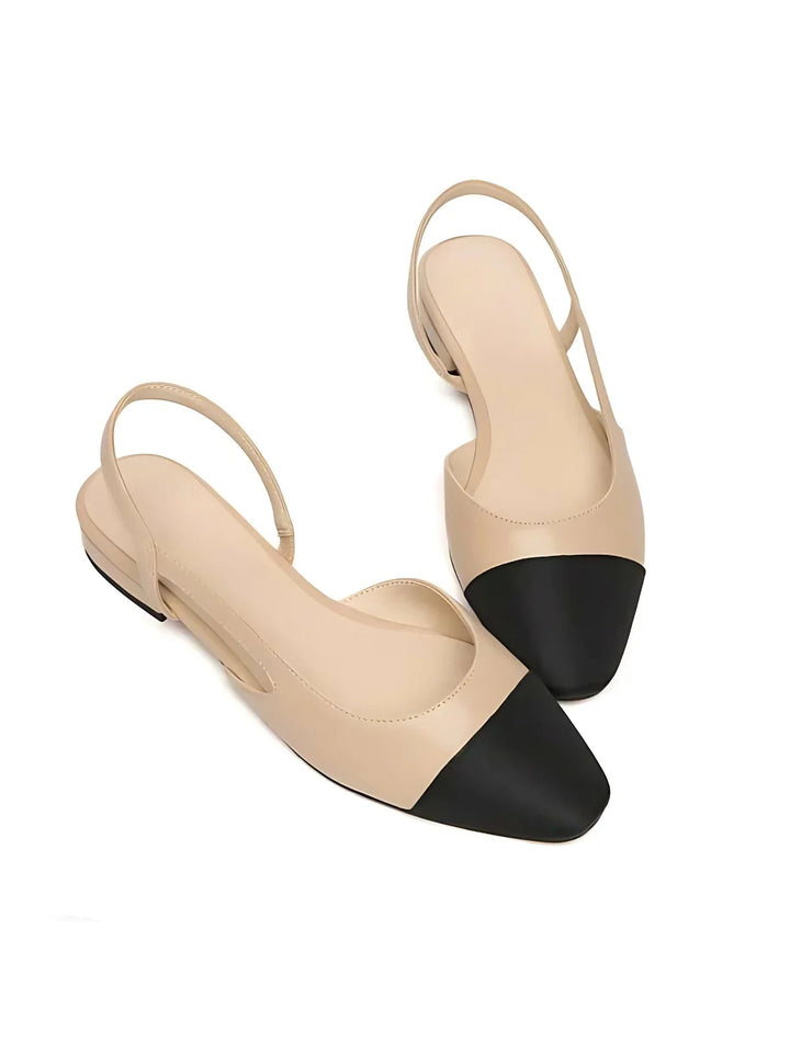 Chic Contrast Slingback Low Heel Shoes