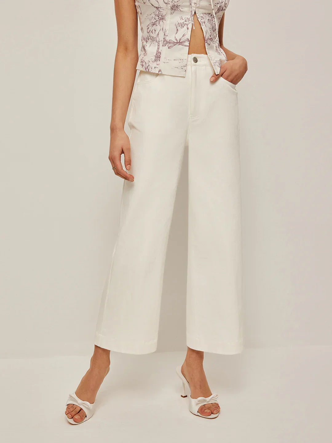 All-matching Wide Leg White Jeans
