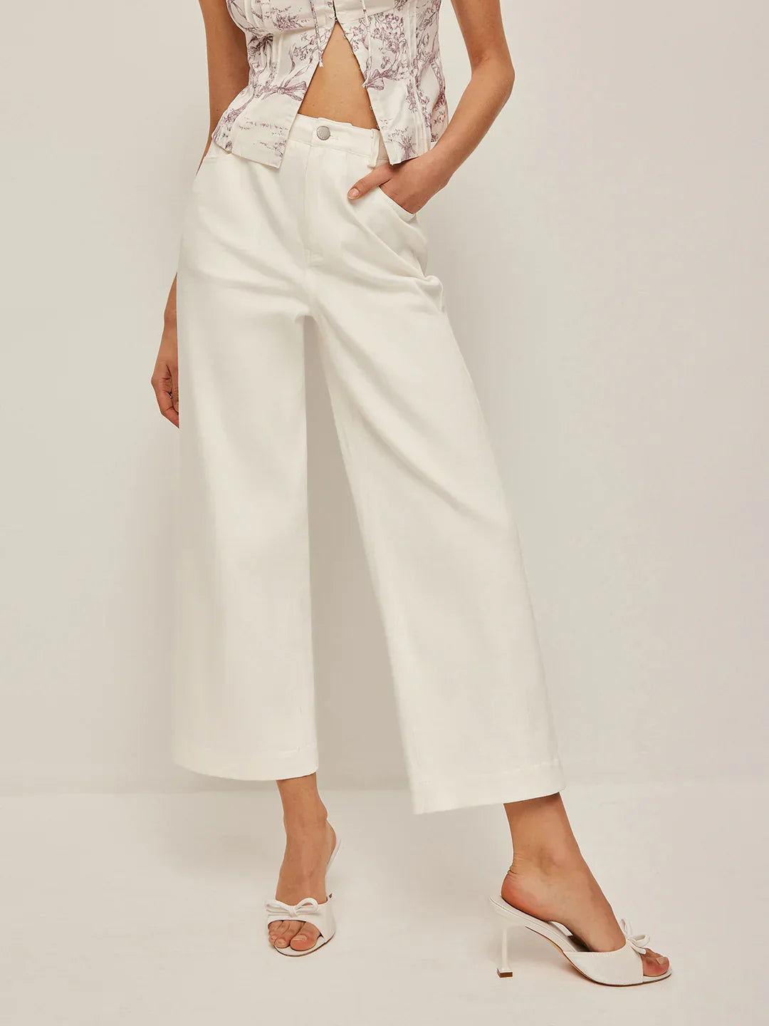 All-matching Wide Leg White Jeans