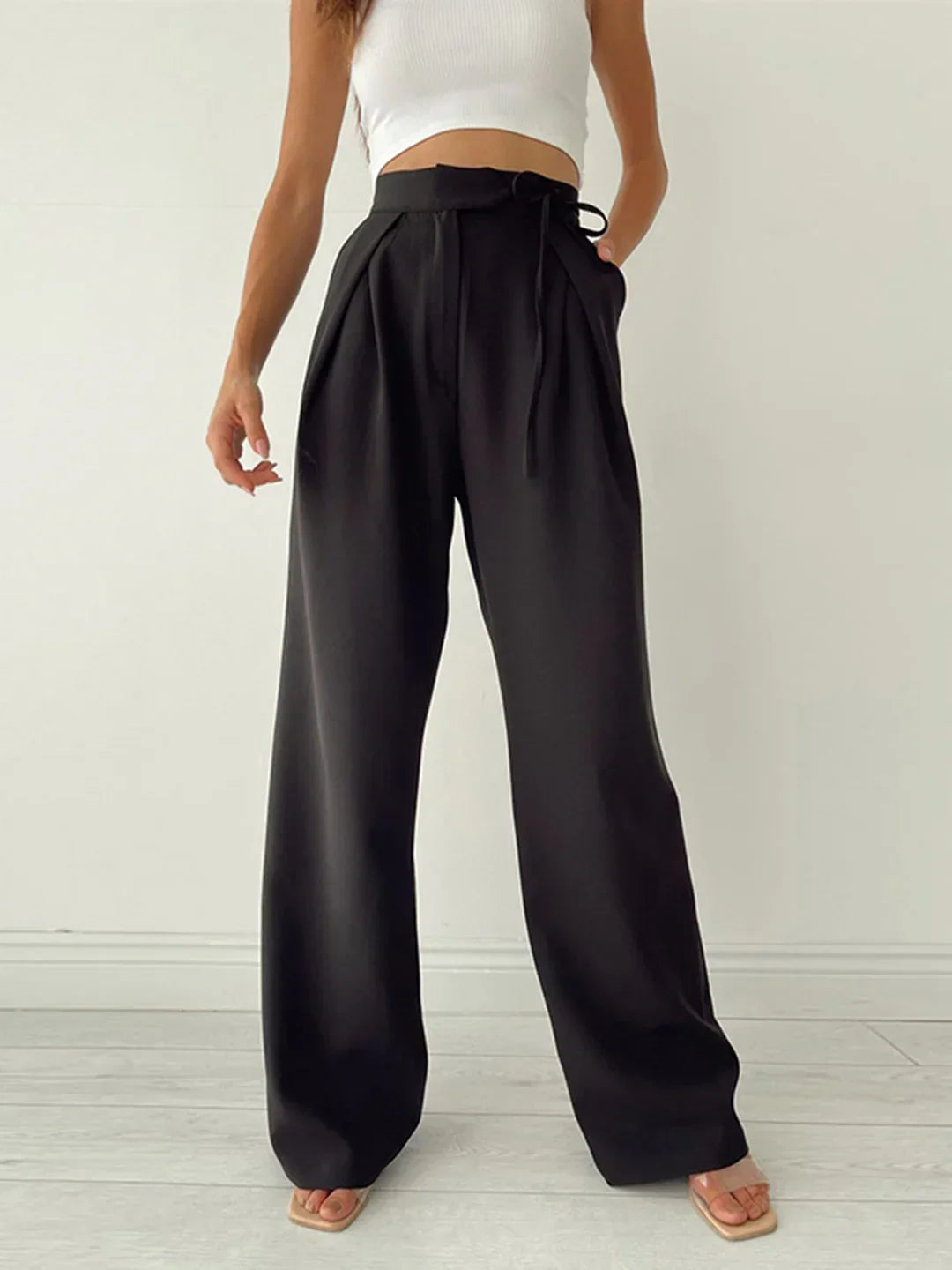 Elegant Style Loose High-waist Wide Leg Trousers
