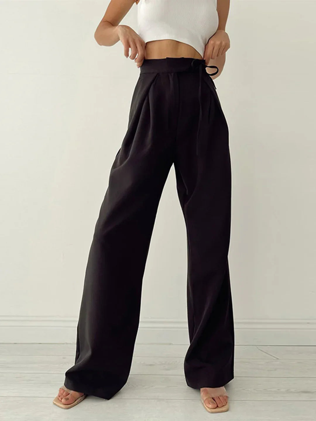 Elegant Style Loose High-waist Wide Leg Trousers