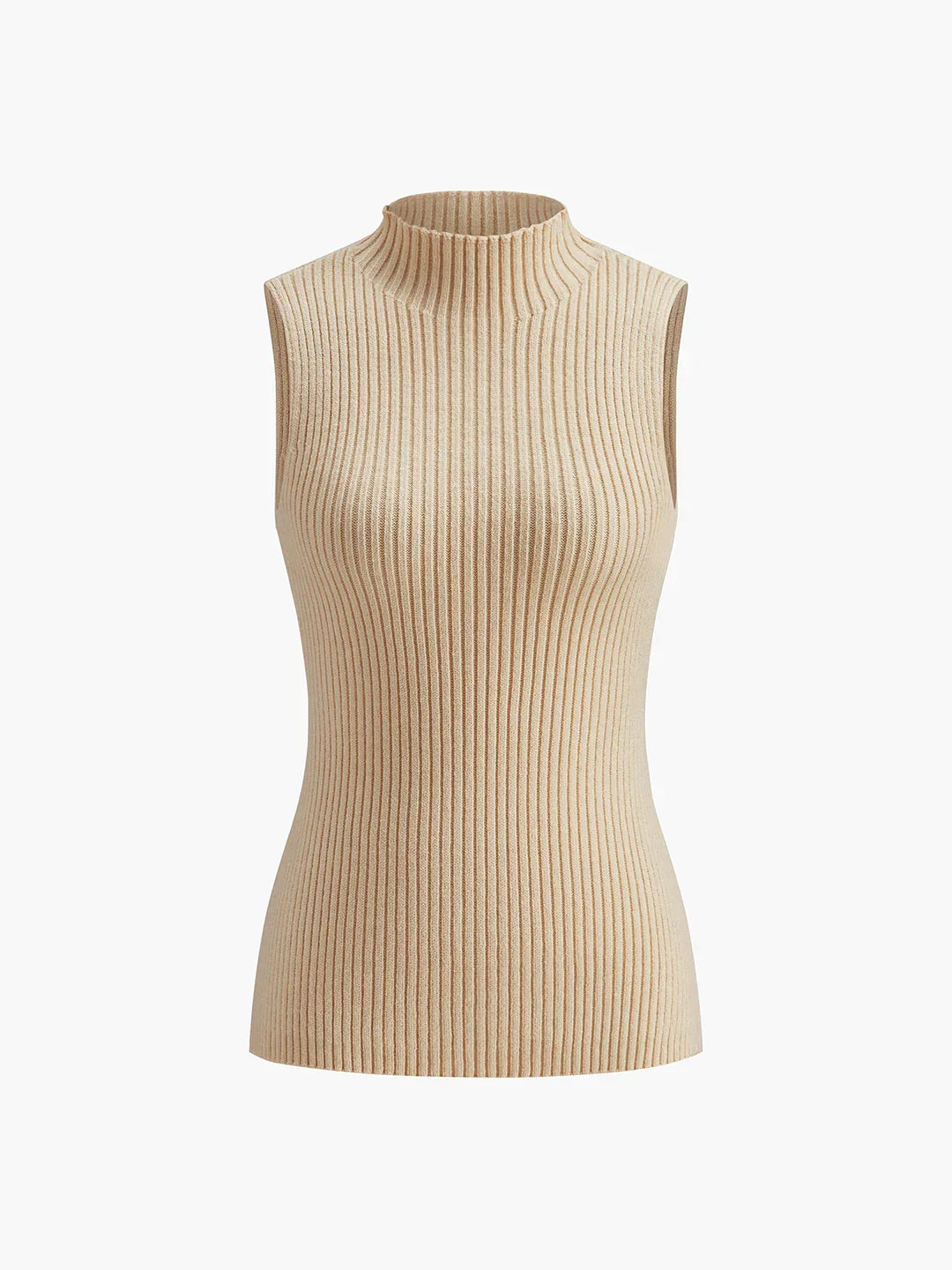 Casual Style Turtleneck Sleeveless Top