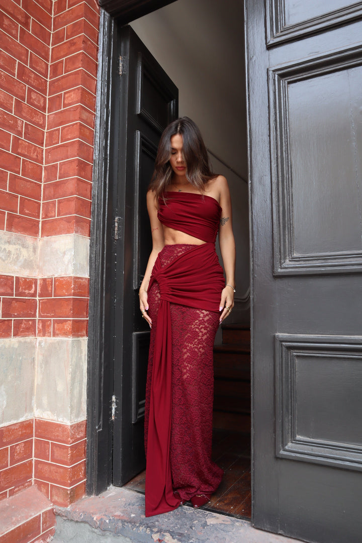 Marbella - One-Shoulder Lace Maxi Dress