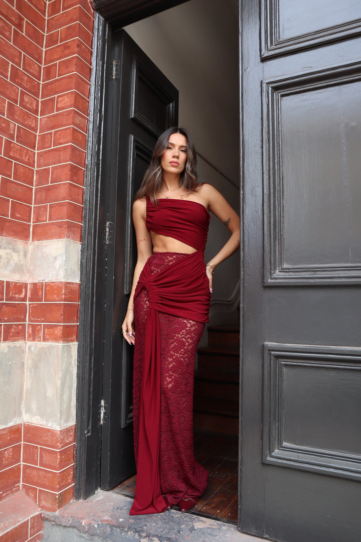 Marbella - One-Shoulder Lace Maxi Dress