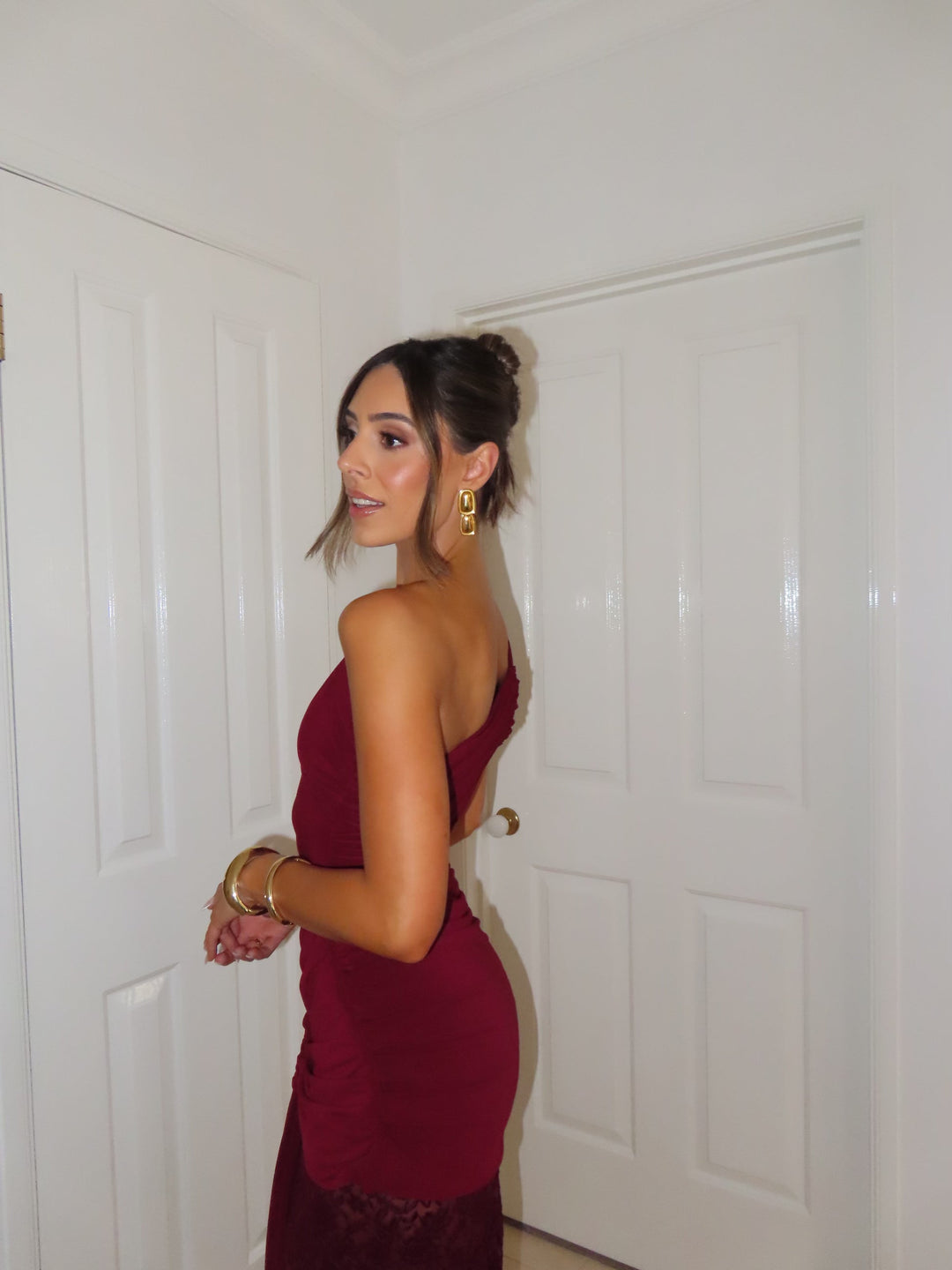 Marbella - One-Shoulder Lace Maxi Dress