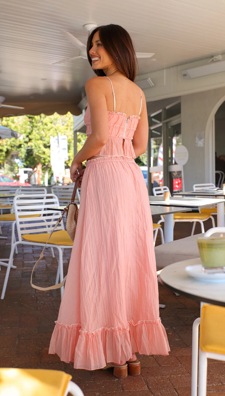 Grace - Ruffle Tie-Front Top & Maxi Skirt Set