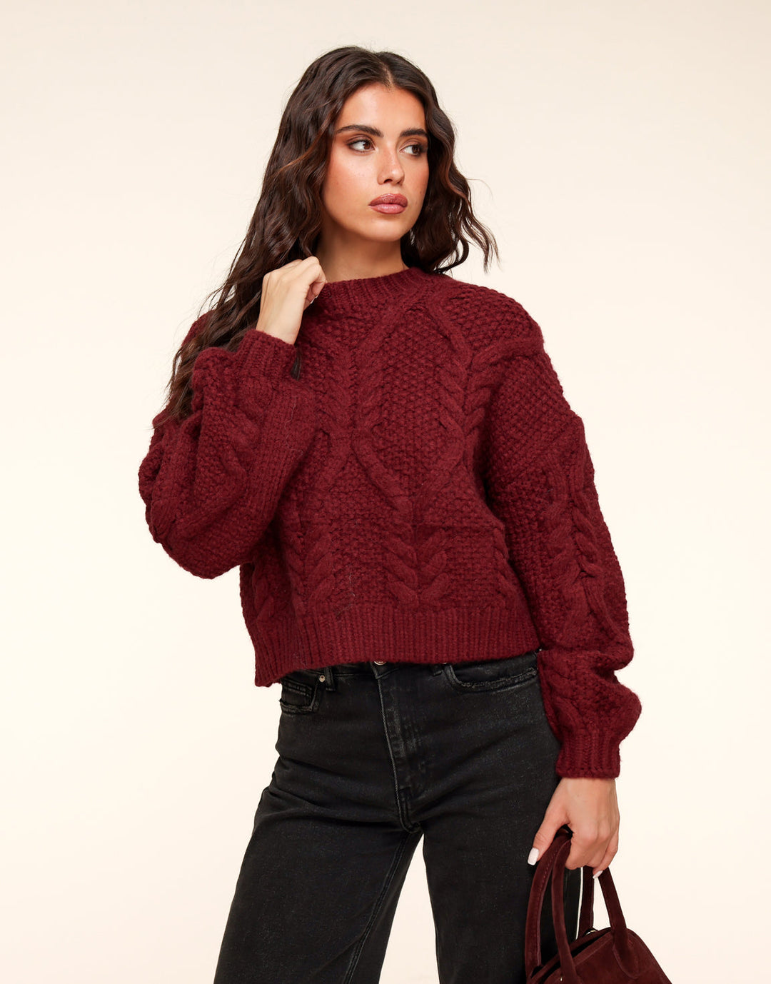 Burgundy Cable Knit Sweater