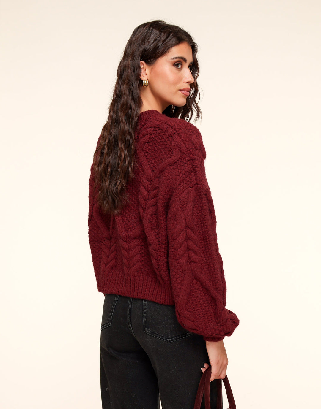 Burgundy Cable Knit Sweater