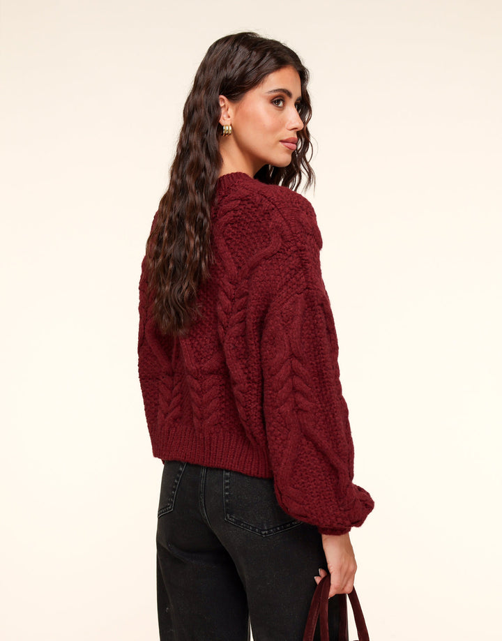 Burgundy Cable Knit Sweater