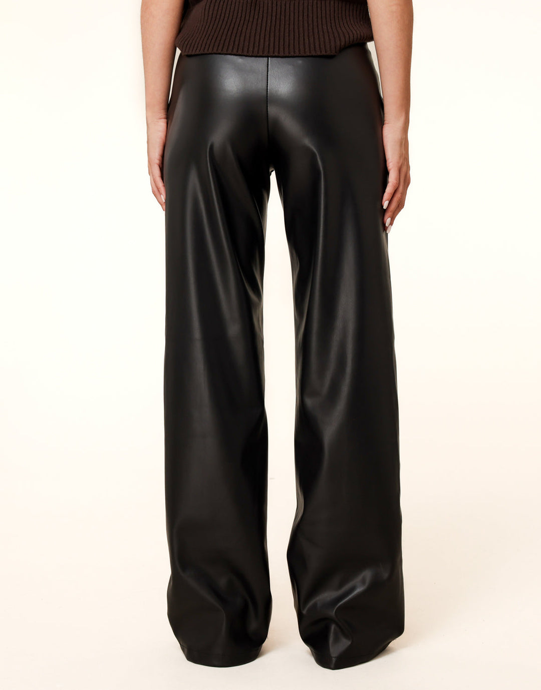 Black PU Leather Wide Seams - Pants