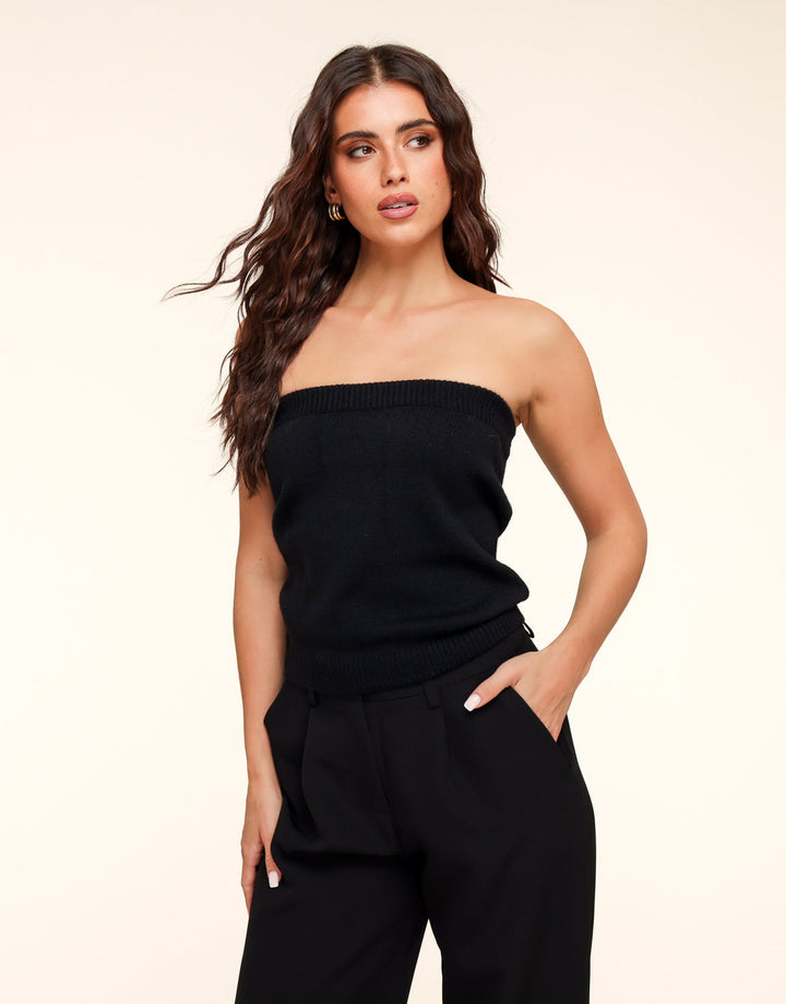 Black Knitted Tube Top