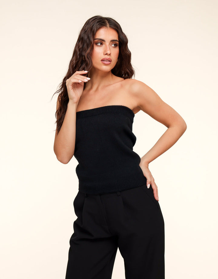 Black Knitted Tube Top