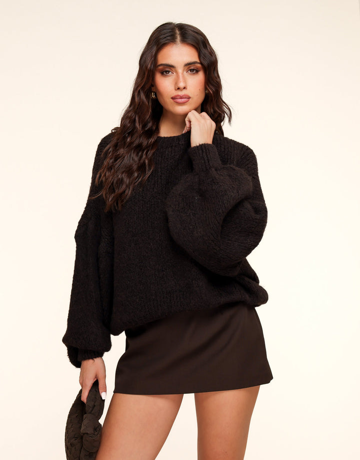 Dark Brown Wool Knitted Sweater