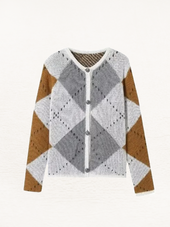 Karlijn Plaid Knit Cardigan