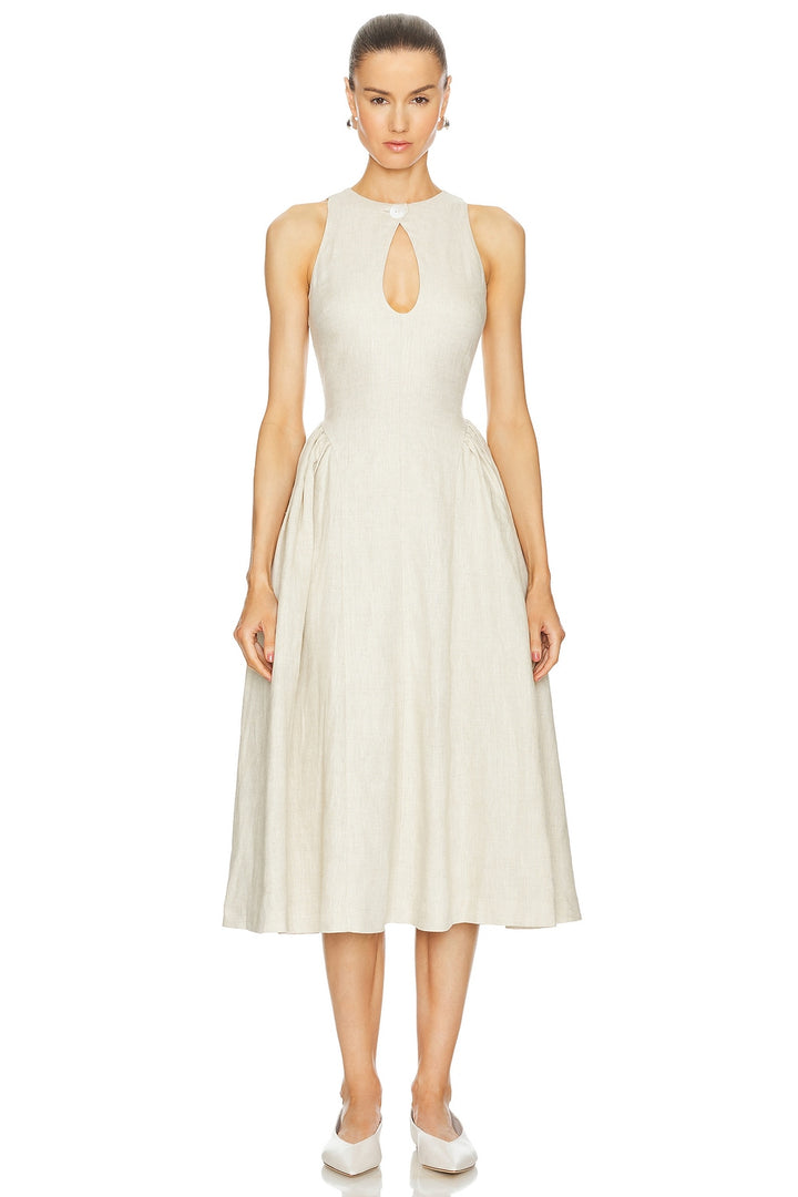 Caitlin - Linen Keyhole Midi Dress
