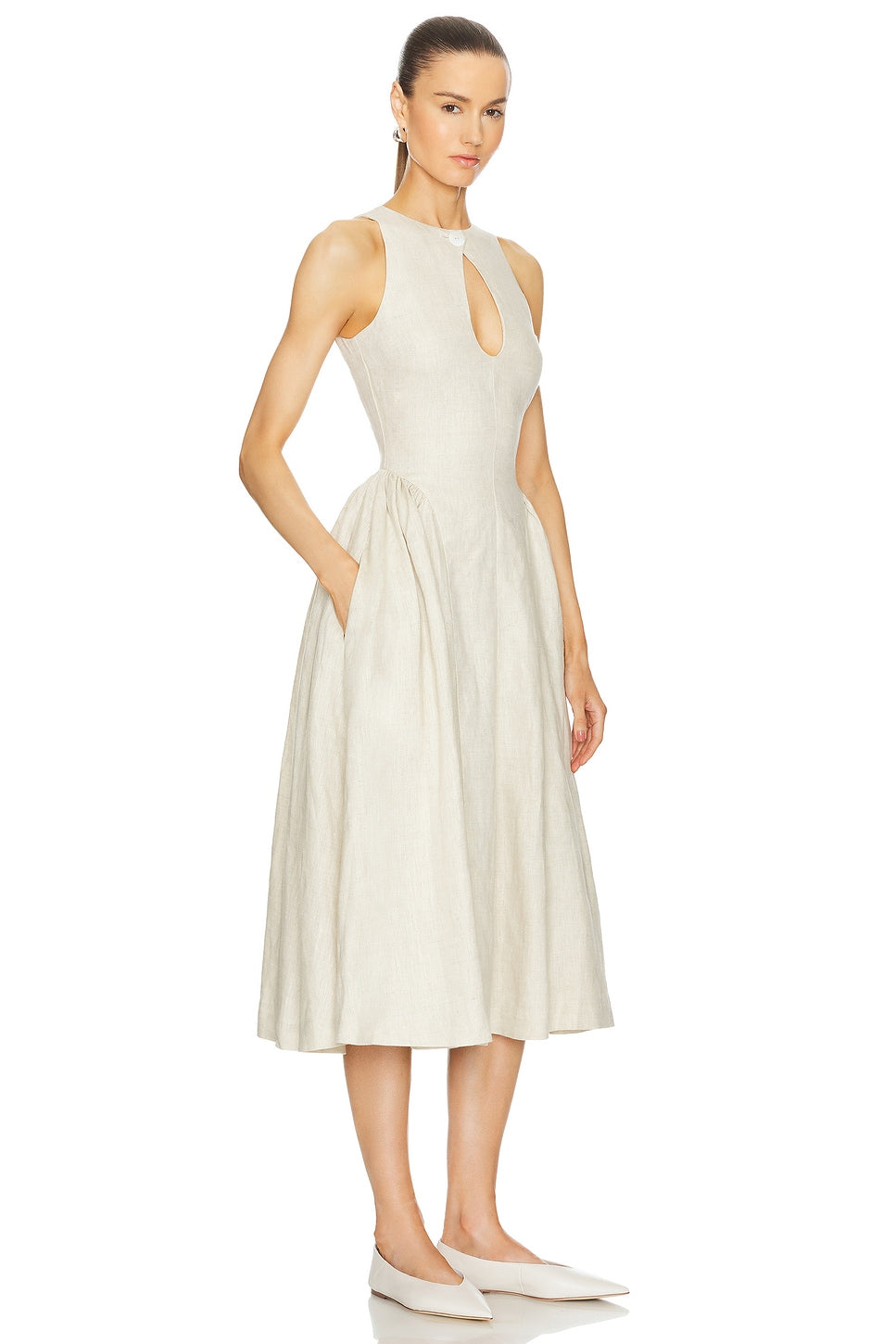 Caitlin - Linen Keyhole Midi Dress