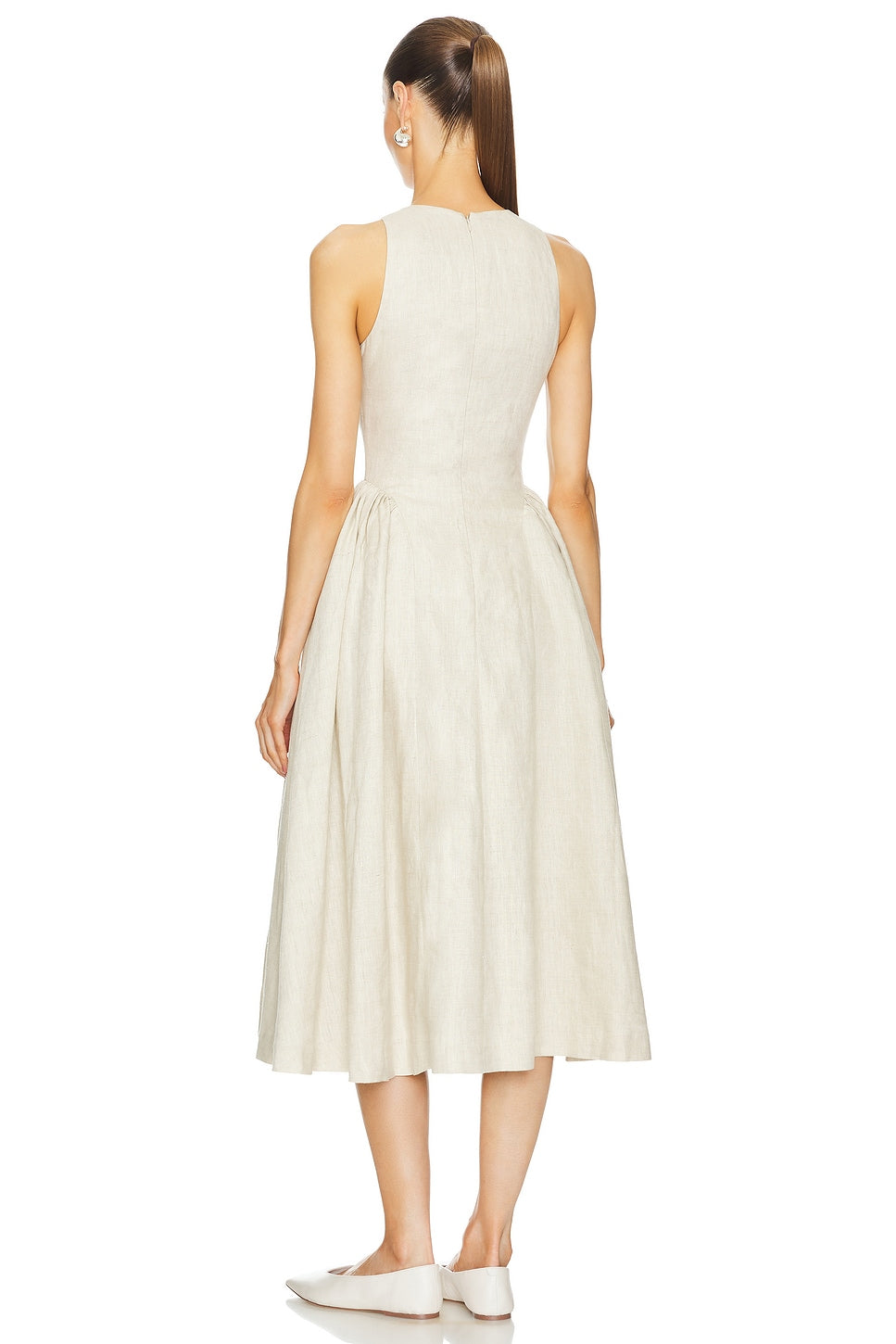 Caitlin - Linen Keyhole Midi Dress