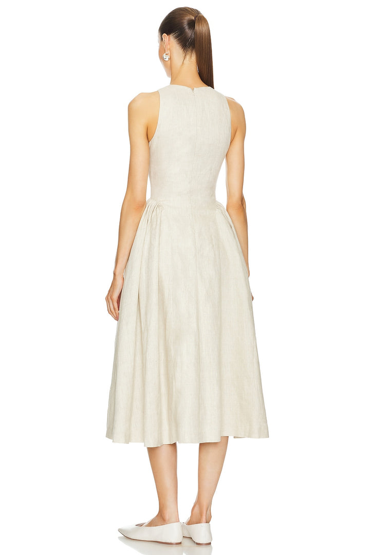 Caitlin - Linen Keyhole Midi Dress