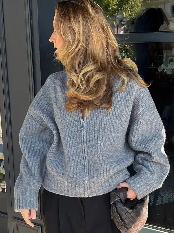 Slate Breeze Knit Zip Jumper