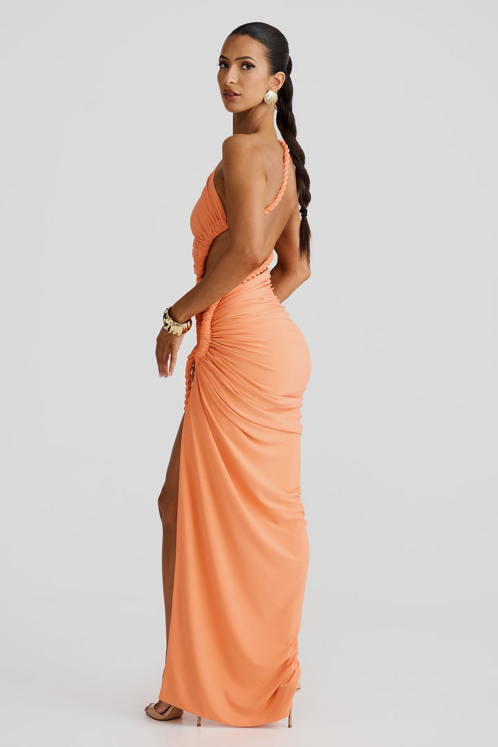 Arya - Asymmetric Rope-Drape Maxi Dress