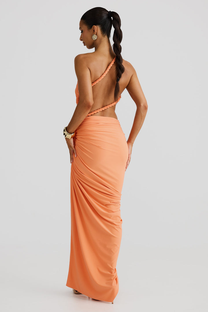 Arya - Asymmetric Rope-Drape Maxi Dress